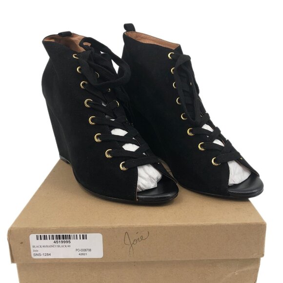 Joie Black & Gold Lace-Up Heeled Boots | Versatile for All Seasons - Picture 1 of 5